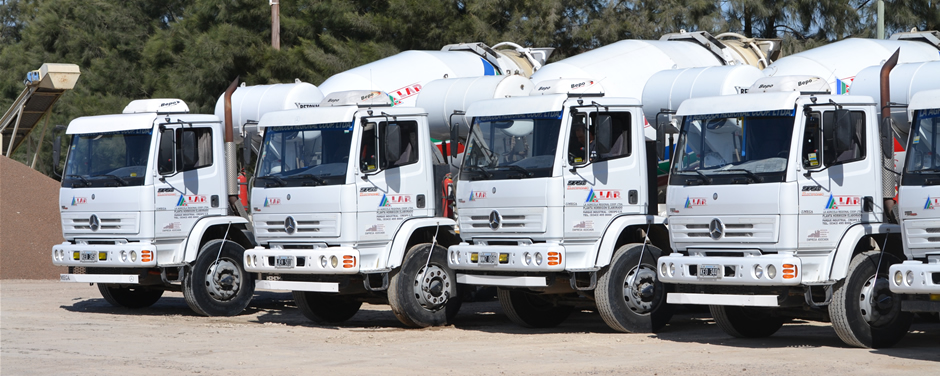 Los camiones hormigoneros cuentan con una capacidad de 7m3 y 8m3